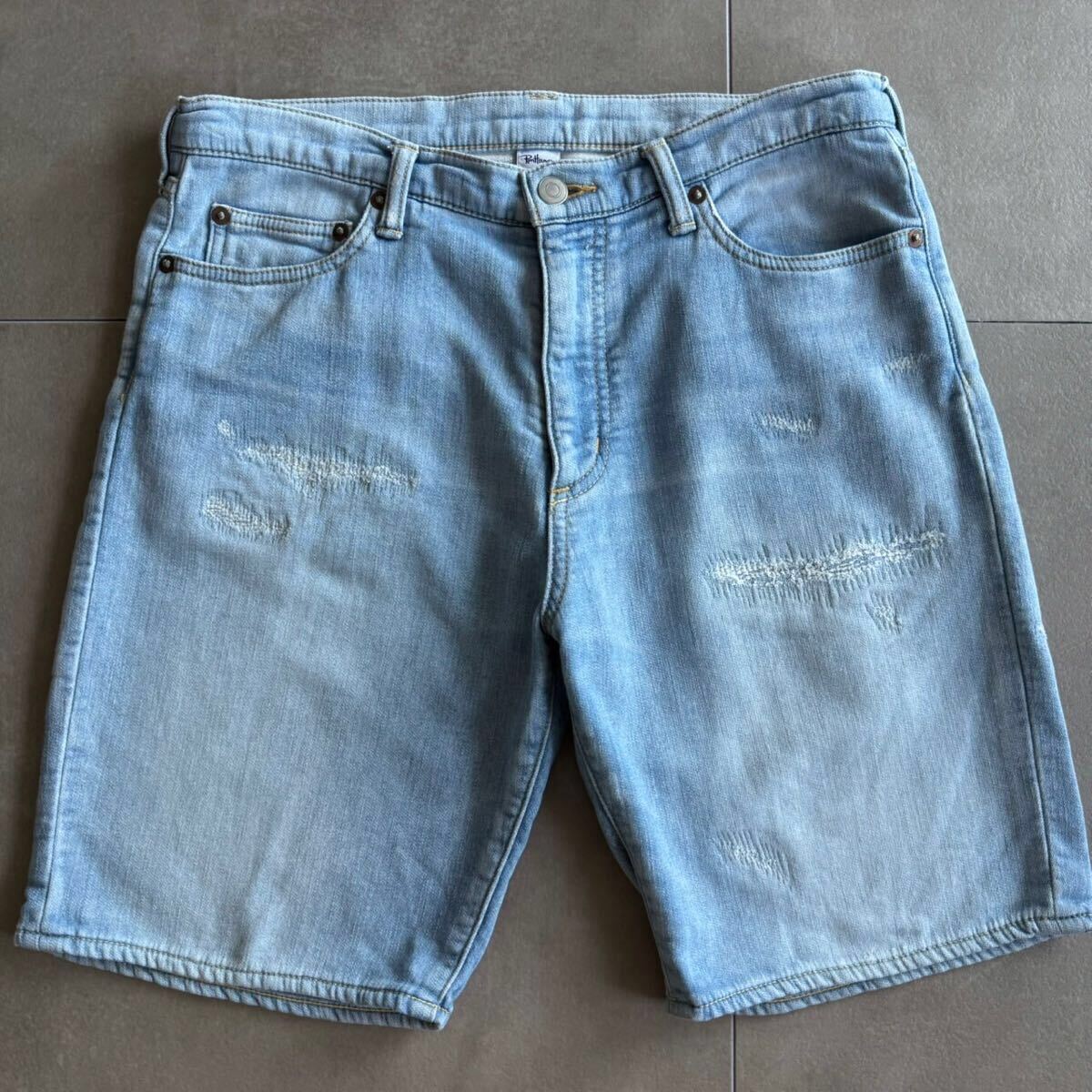極美品●ロンハーマン RHC『夏の浜辺に合う1本!』スウェットデニム ショーツ ハーフパンツ ダメージ×リペア×ウォッシュ劽岥 ストレッチ S