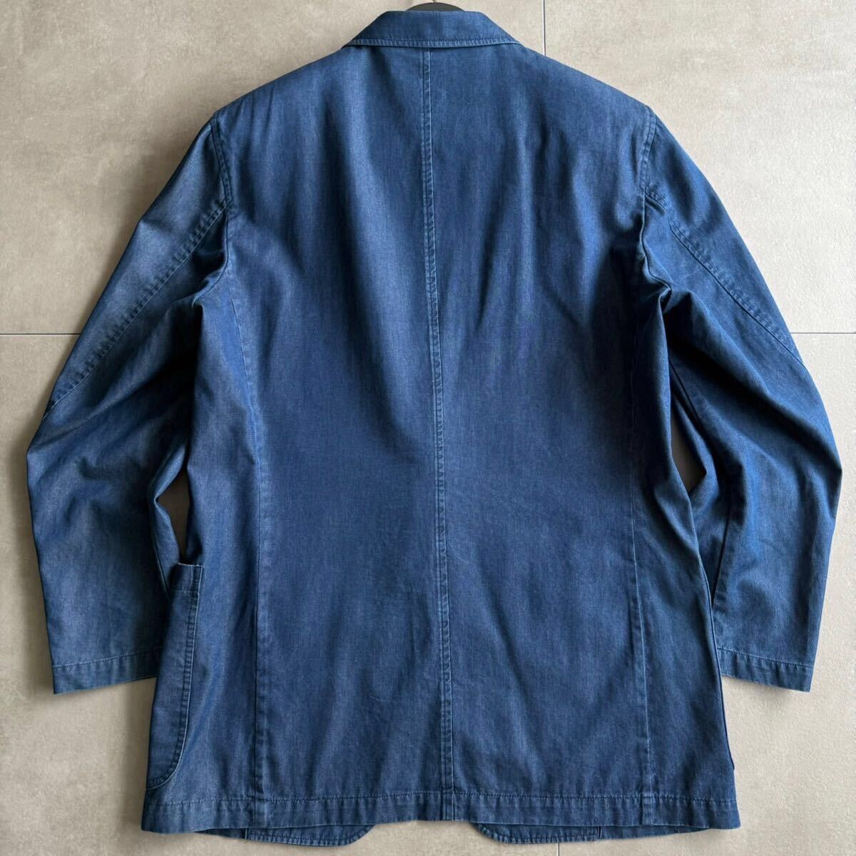 極美品/XLサイズ●バーバリーロンドン デニム素材 サマージャケット アンコン BURBERRY LONDON ブルーデニム インディゴ染 LL 日本制 春夏
