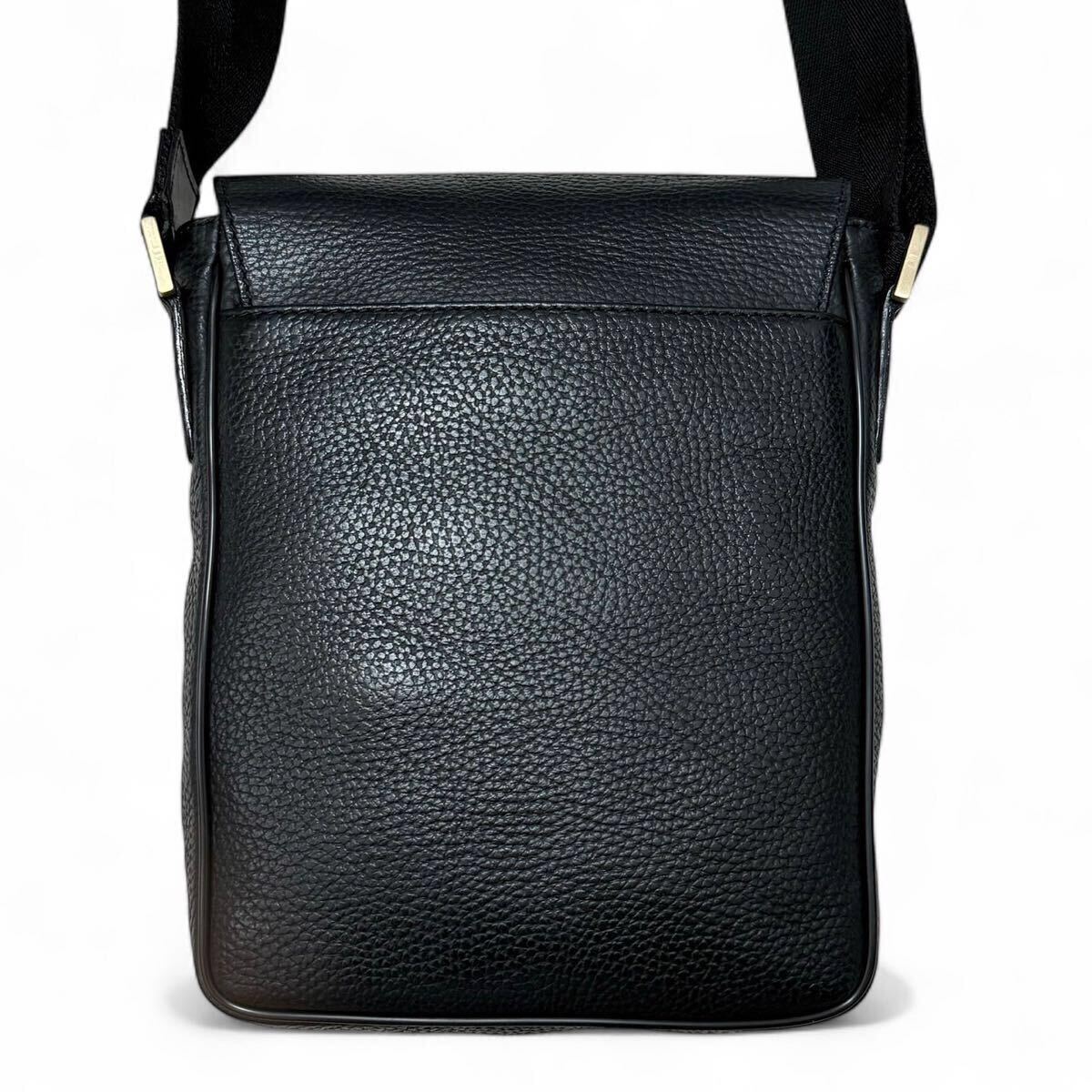 1円●未使用級●dunhill ダンヒル ショルダーバッグ 斜め掛け クロスボディ ビジネス レザー 本革 ブラック 黒 ゴールド金具 イタリア制