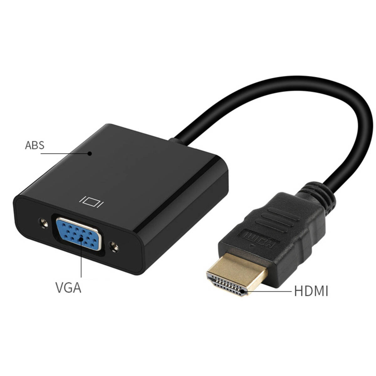 HDMI → VGA変換アダプタ 変換ケーブル HDMI → VGA (D-Sub 15pin) 変換アダプタ HD パソコン TV コンバータ ブラック ;J615;