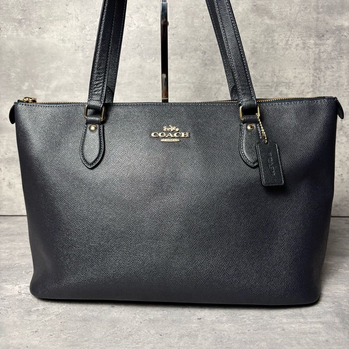 美品 コーチ トートバッグ 肩掛け オールレザー ブラック A4収納可能 未使用級/大容量》 COACH コーチ メンズ ビジネス トートバッグ