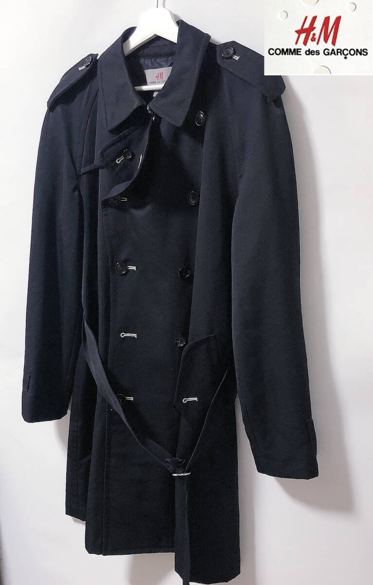 希少/完売■2008年 H&M x COMME des GARCONS 1st Trench coat■コムデギャルソン/川久保玲デザイナー期 トレンチコート■黒/EUR50■