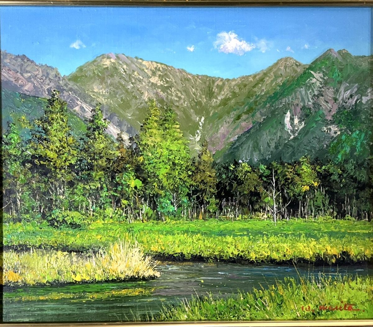 油彩画 大森風景 昭和11年盛夏 S 真作□油彩□森田秀和□『上高地』□風景画巨匠・壮大最高傑作