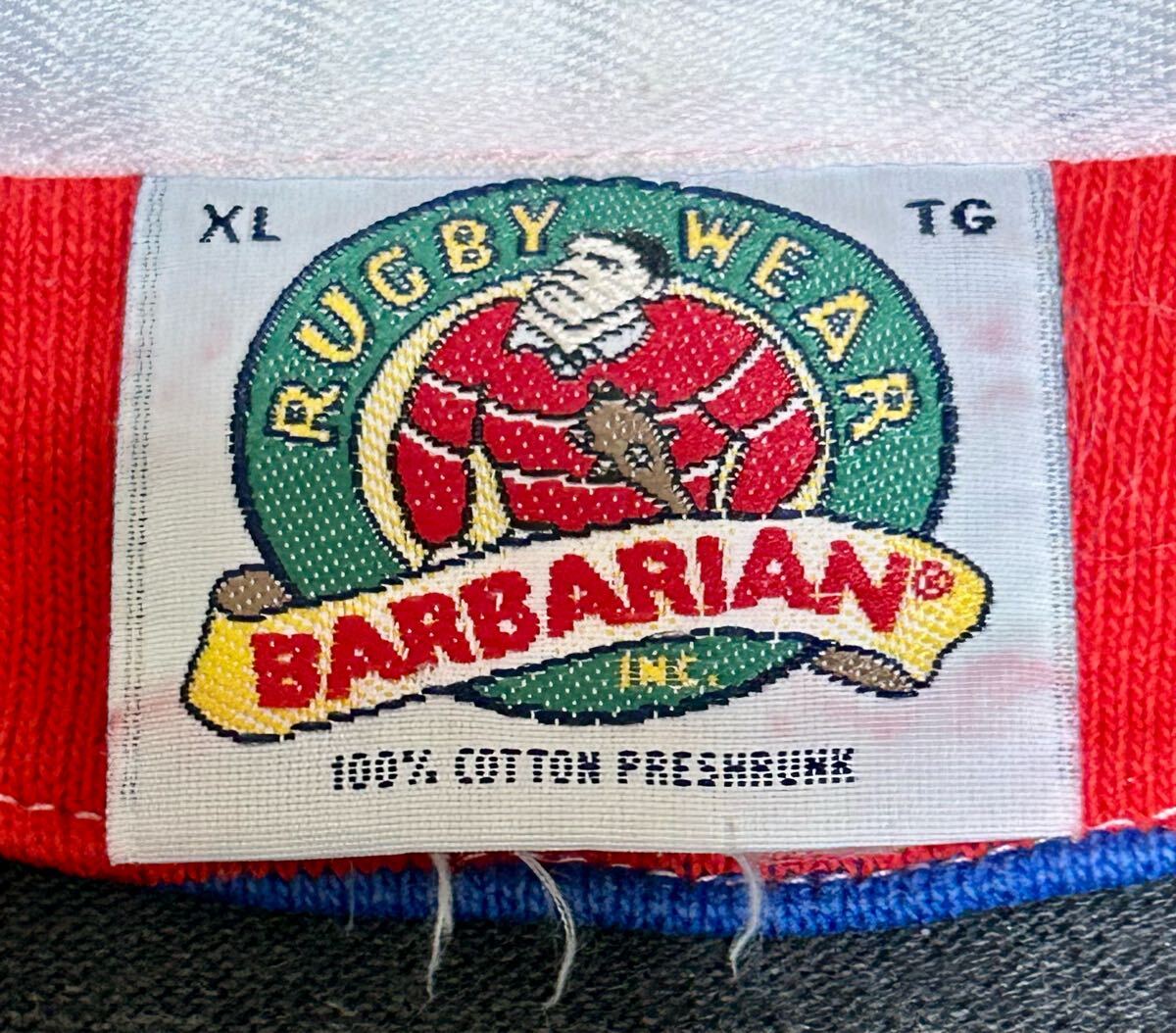 美品 BARBARIAN クレイジーパターン ボーダー ラガーシャツ サイズ XL カナダ製 バーバリアン ポロシャツ アメカジ 長袖_画像3