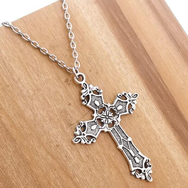 ZK293:【定価37800円】１円スタート 格安 ヴィンテージネックレス クロス 十字架 シルバー アクセサリー