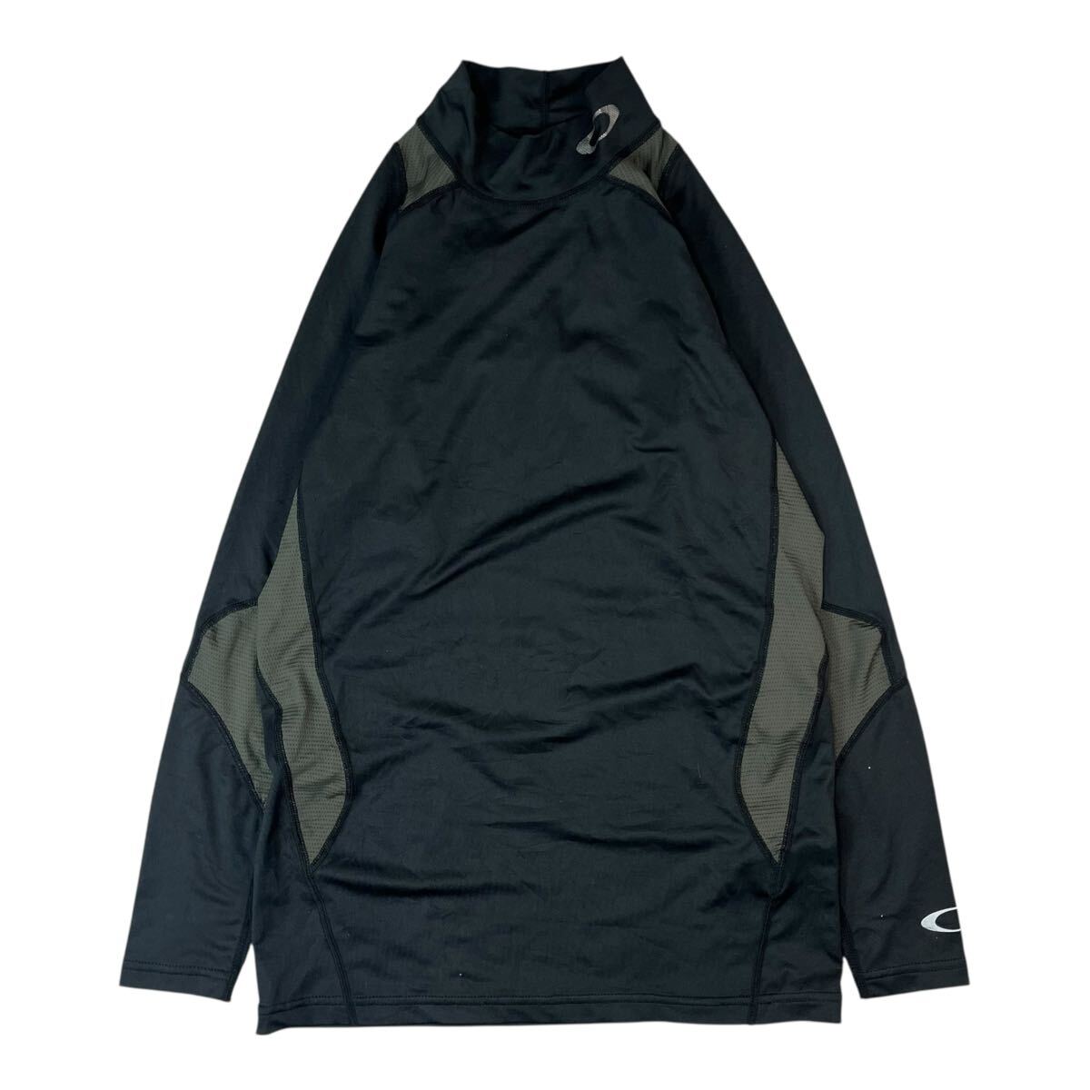 (TK-0621) OAKLEY オークリー 長袖Tシャツ スポーツウェア メッシュ素材 モックネック ハイネック インナーウェア ブラック M