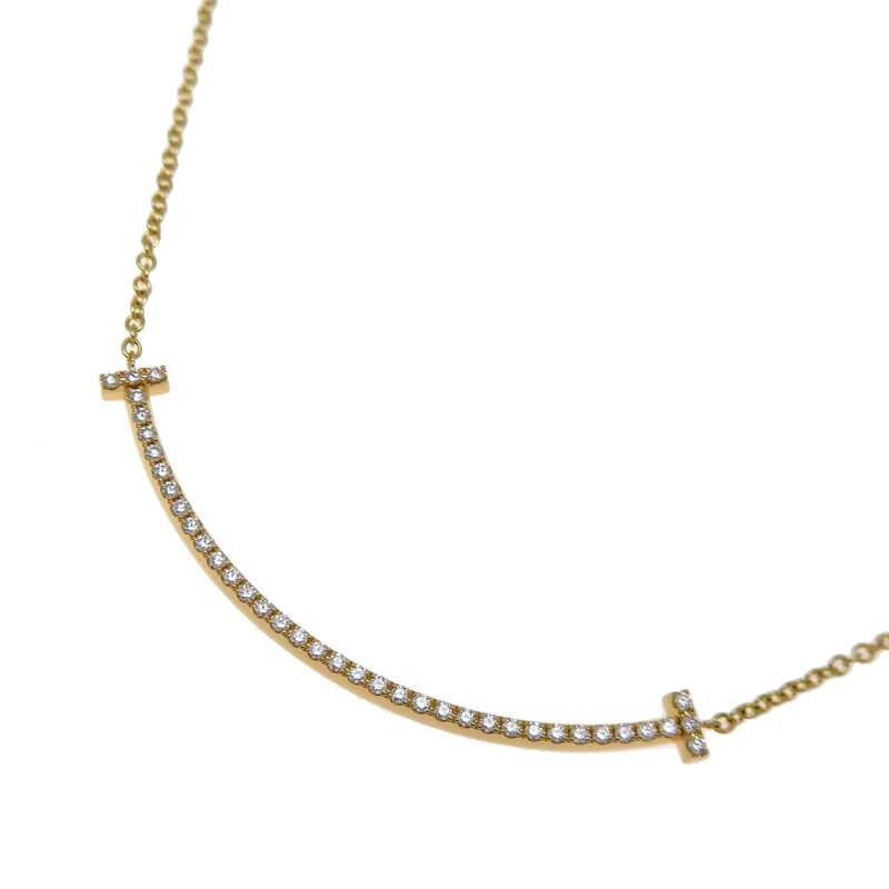 ［飯能本店］TIFFANY&Co. ティファニー 0.10ct ダイヤモンド Tスマイル スモール 63058777 ネックレス 750イエローゴールド DH87665