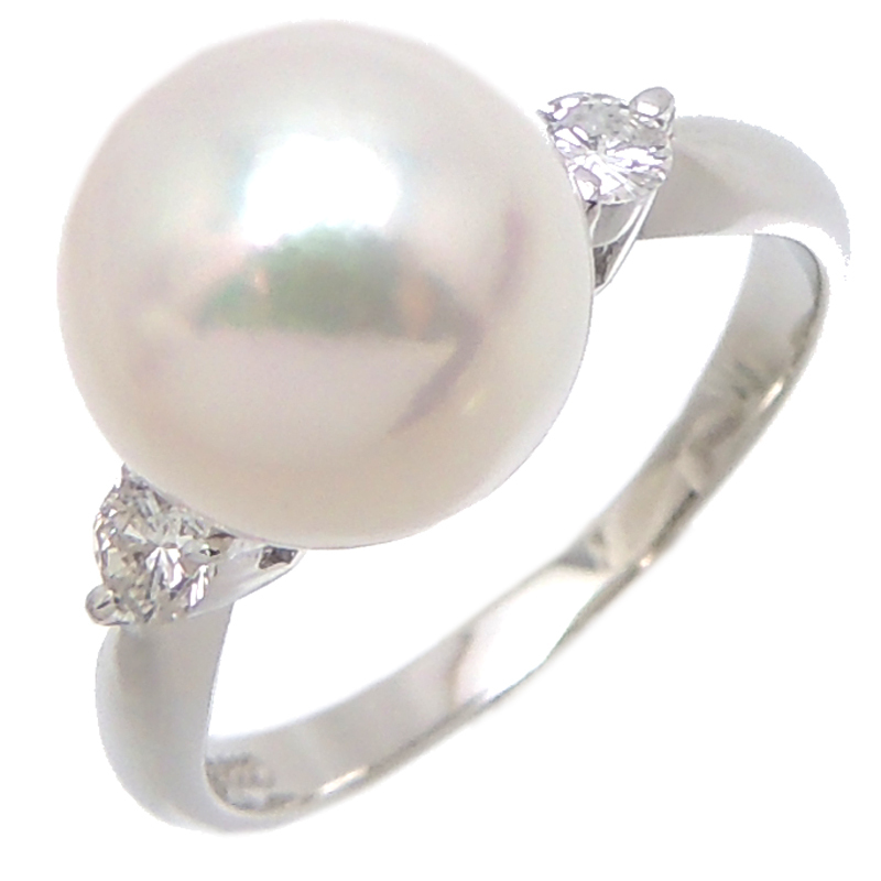 ［銀座店］Non Brand ノンブランド Pt900 0.19ct ダイヤモンド パール リング?指輪 Pt900プラチナ 11.5號 レディース DH68583