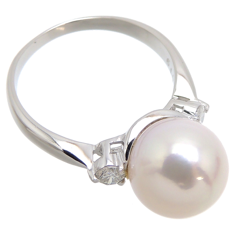 ［銀座店］Non Brand ノンブランド Pt900 0.19ct ダイヤモンド パール リング?指輪 Pt900プラチナ 11.5號 レディース DH68583