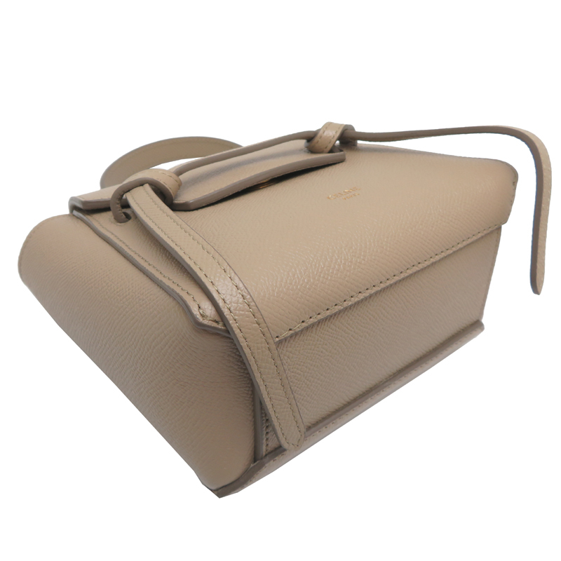 ［飯能本店］CELINE セリーヌ ピコ ベルトバッグ 18900 3ZVA ハンドバッグ レザー ベージュ系 レディース DH87923