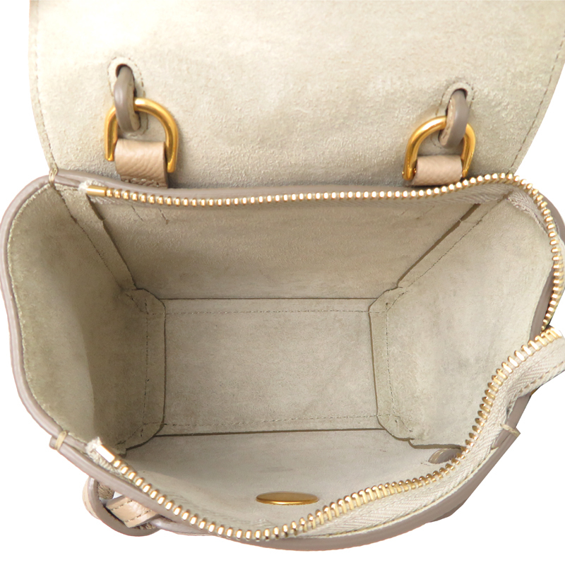 ［飯能本店］CELINE セリーヌ ピコ ベルトバッグ 18900 3ZVA ハンドバッグ レザー ベージュ系 レディース DH87923