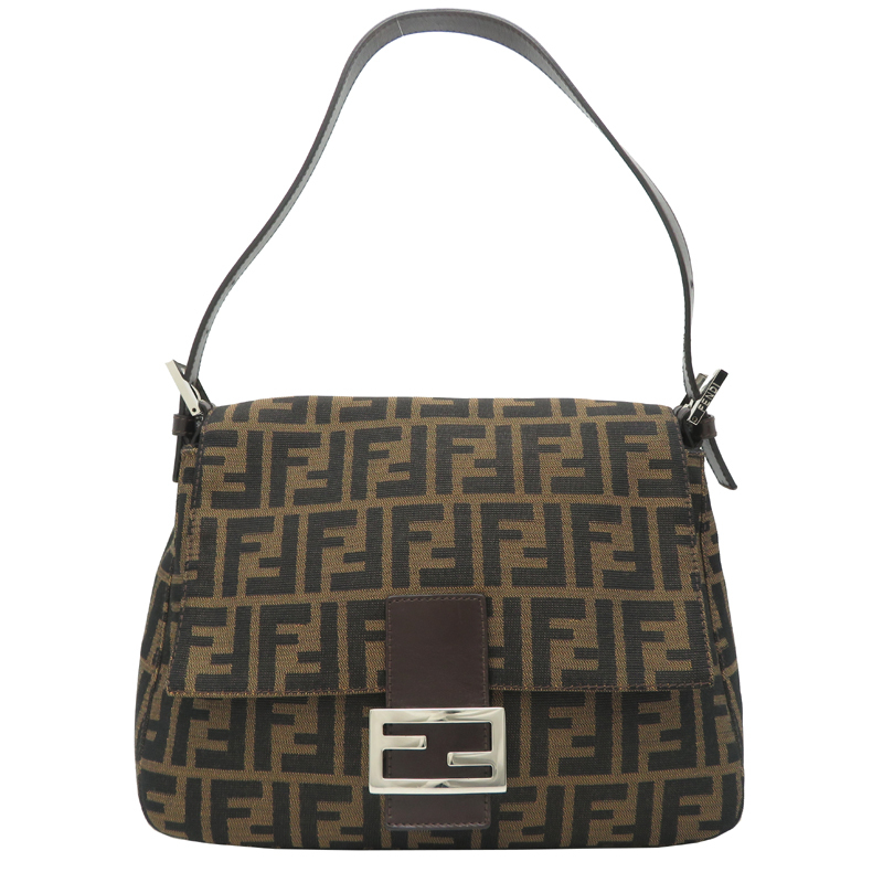 ［飯能本店］FENDI フェンディ ズッカ柄 マンマバケット 26325 ハンドバッグ キャンバス ブラウン系 レディース DH87927