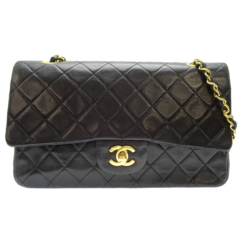 ［飯能本店］CHANEL シャネル マトラッセ 25 A01112 ショルダーバッグ ラムスキン ブラック レディース DH87942