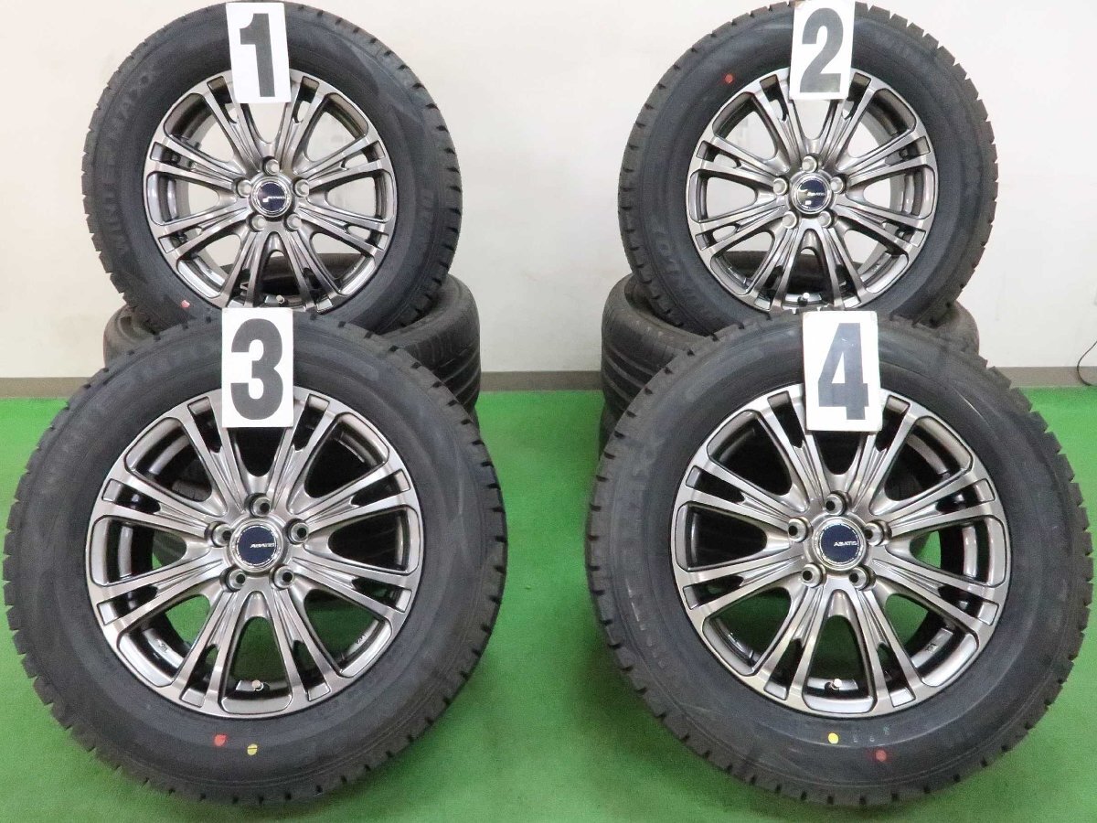 プリウス カローラ 等に 4本 社外 15インチ 6J +43 5H PCD 100 スタッドレス 未使用 ダンロップ ウインターマックス WM02 2024年 195/65R15