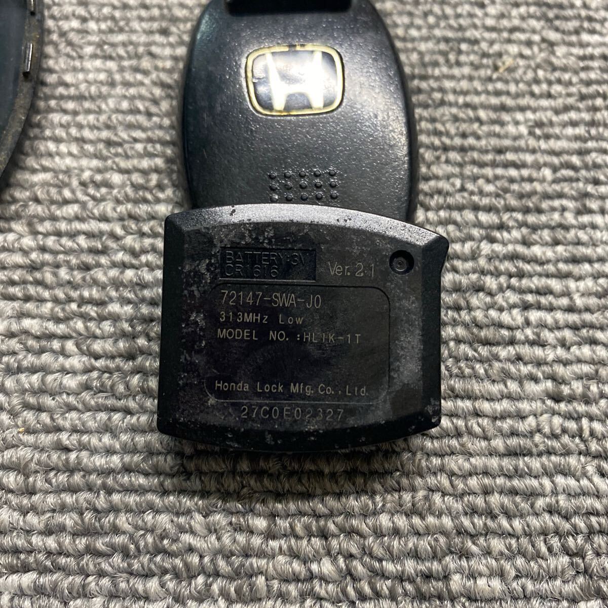 フィット　フリード等　ホンダ　純正　キーレス　リモコン　鍵　 2ボタン　72147-SWA-J0 刻印L 動作確認(rèn)済　赤ランプ　クリック感有　D939