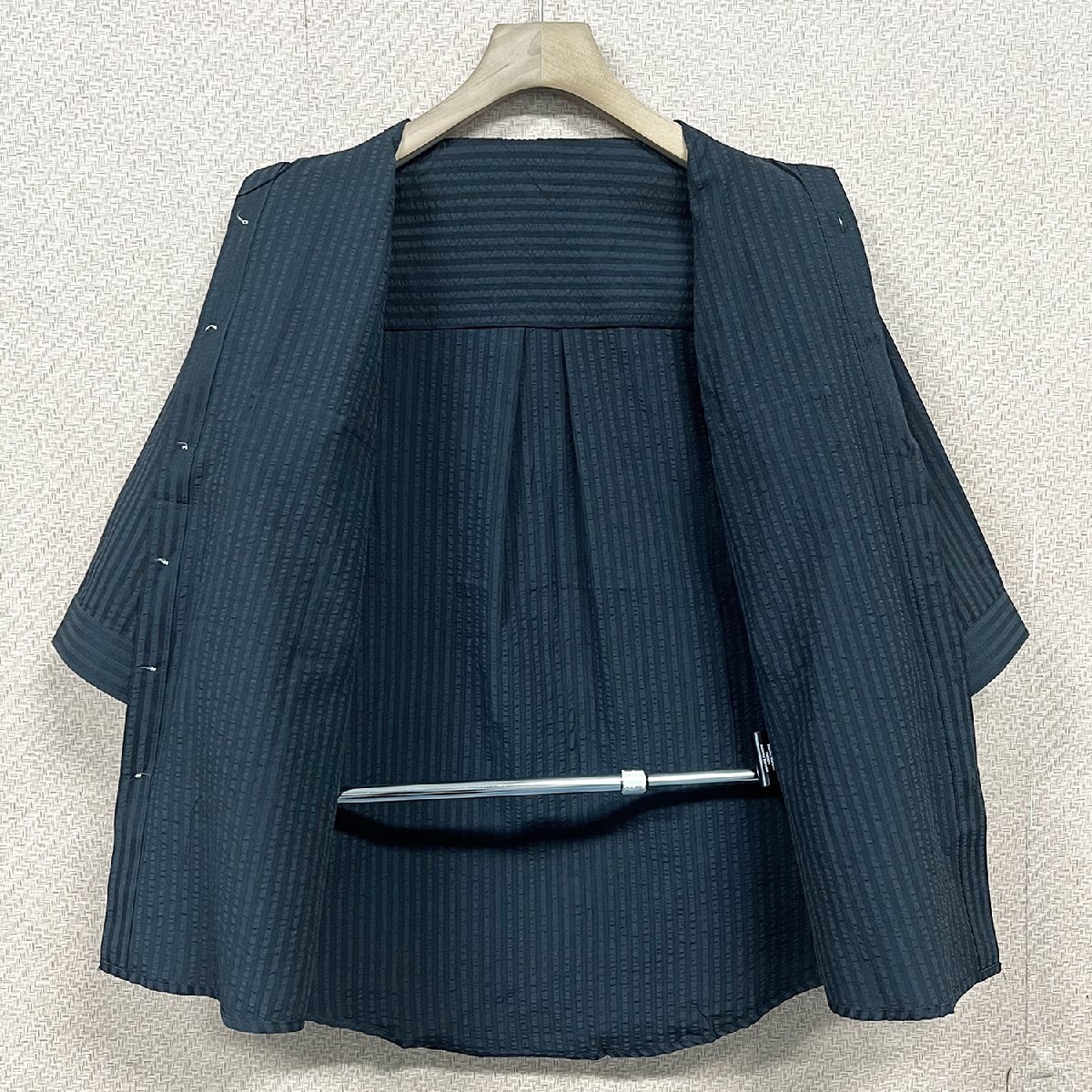 個(gè)性ヨーロッパ制※定価2萬◆ブルガリア発※RISELIN 半袖シャツ ソフト 快適 速干 ストライプ柄 折り襟 開襟シャツ 切替 日常 夏 XL/50
