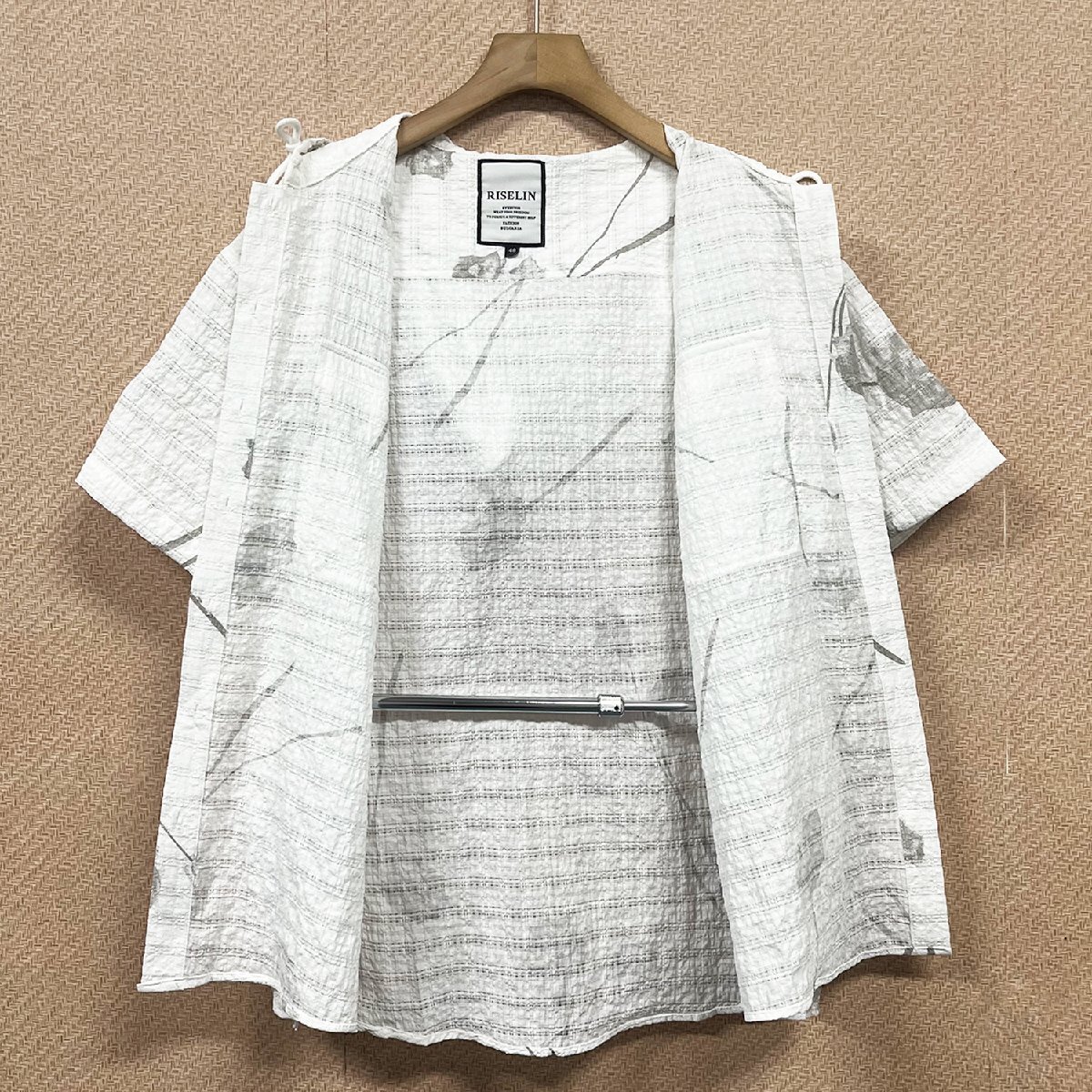 上品ヨーロッパ制※定価2萬◆ブルガリア発※RISELIN 半袖 パーカー コットン混 薄手 通気 速干 総柄 透け感 オシャレ 普段著 通學(xué) 2XL/52