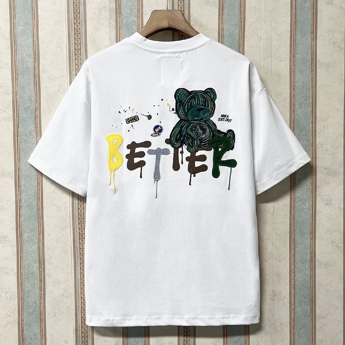 最高級(jí)?半袖Tシャツ 定価2萬(wàn) FRANKLIN MUSK?アメリカ?ニューヨーク発 綿ン100% 通気 快適 クマ柄 刺繍 トップス 夏服 サイズ1