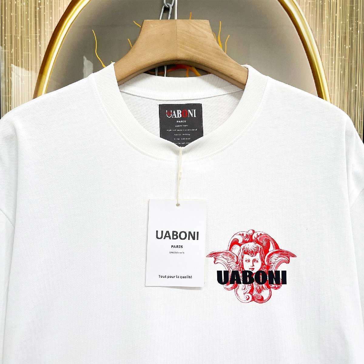  высококлассный EU производства & обычная цена 2 десять тысяч *UABONI*Paris* короткий рукав футболка *yuaboni* Париж departure * прекрасное качество вентиляция тонкий шт . кий pido cut and sewn унисекс лето M/46