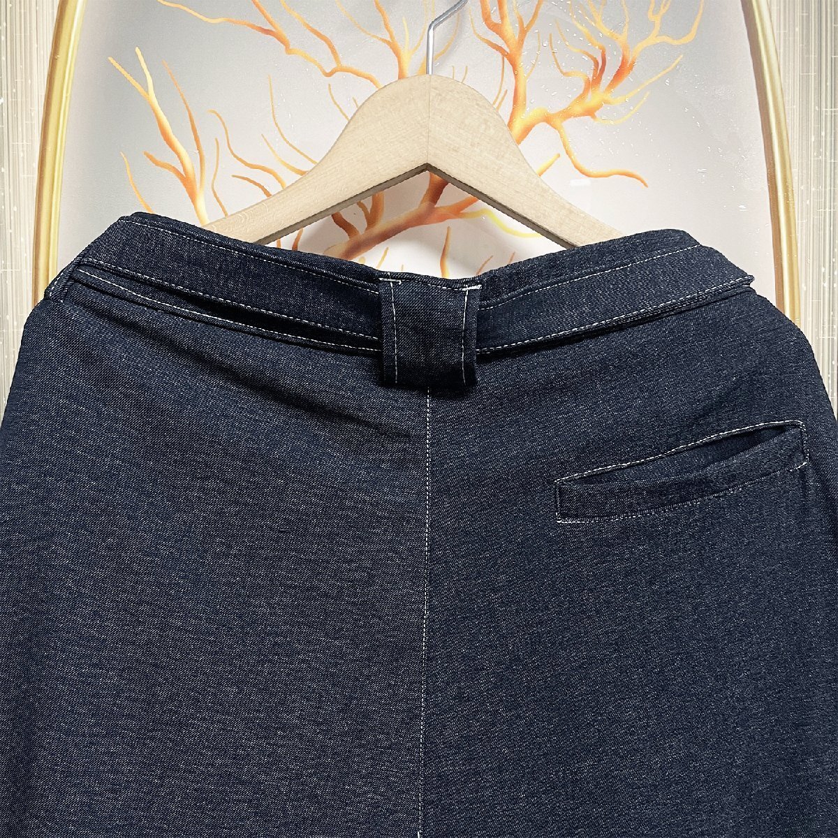  популярный EU производства & обычная цена 4 десять тысяч *UABONI*Paris* Denim брюки * Франция * Париж departure * soft вентиляция ремень имеется свободно длинные брюки слаксы улица надеты весна лето L/48