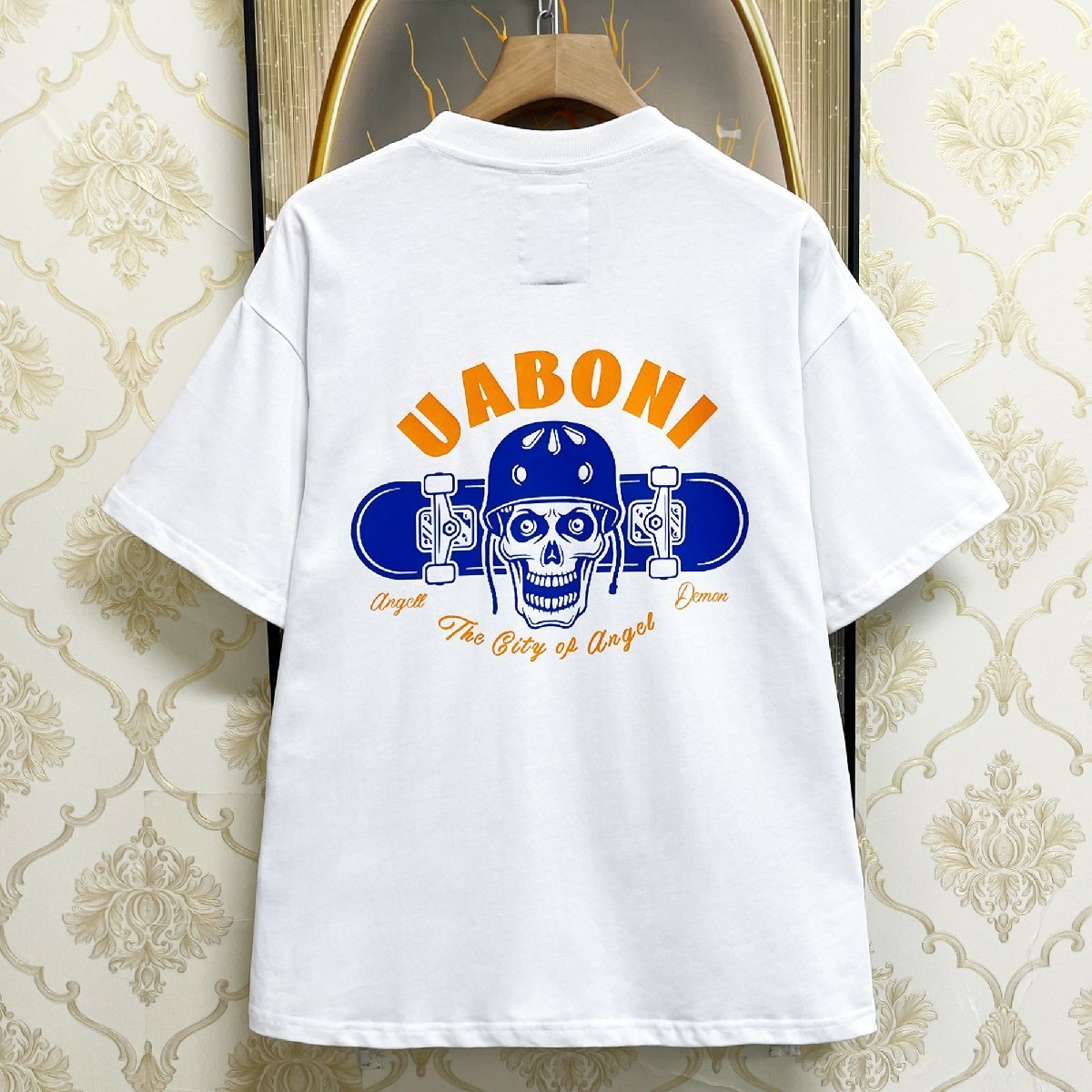  шт .EU производства & обычная цена 2 десять тысяч *UABONI*Paris* короткий рукав футболка *yuaboni* Париж departure * хлопок 100%. пот soft удобный развлечение сердце American Casual Street улица надеты M