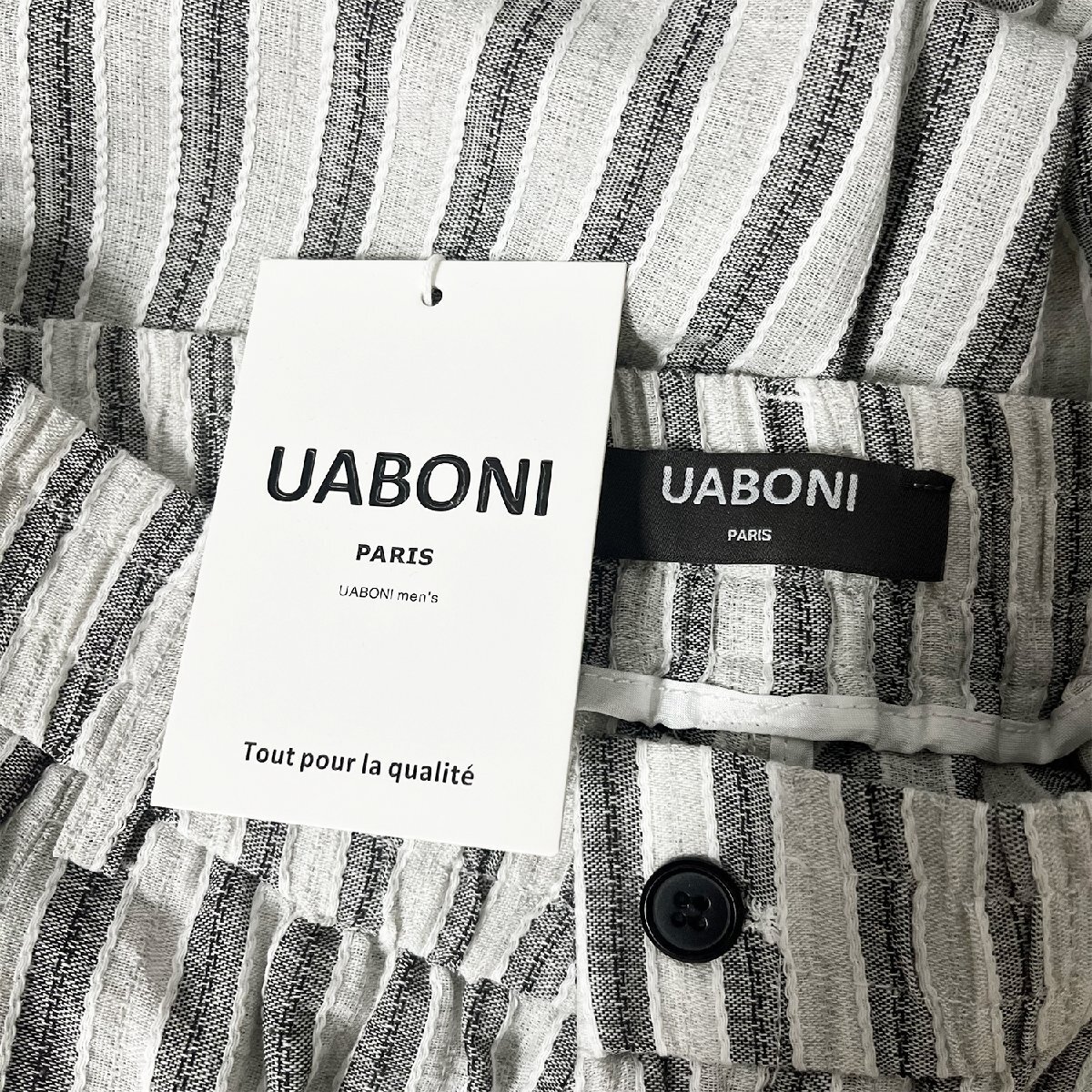  популярный EU производства & обычная цена 4 десять тысяч *UABONI*Paris* длинные брюки *yuaboni* Париж departure *linen. вентиляция полоса рисунок casual широкий брюки брюки повседневный L