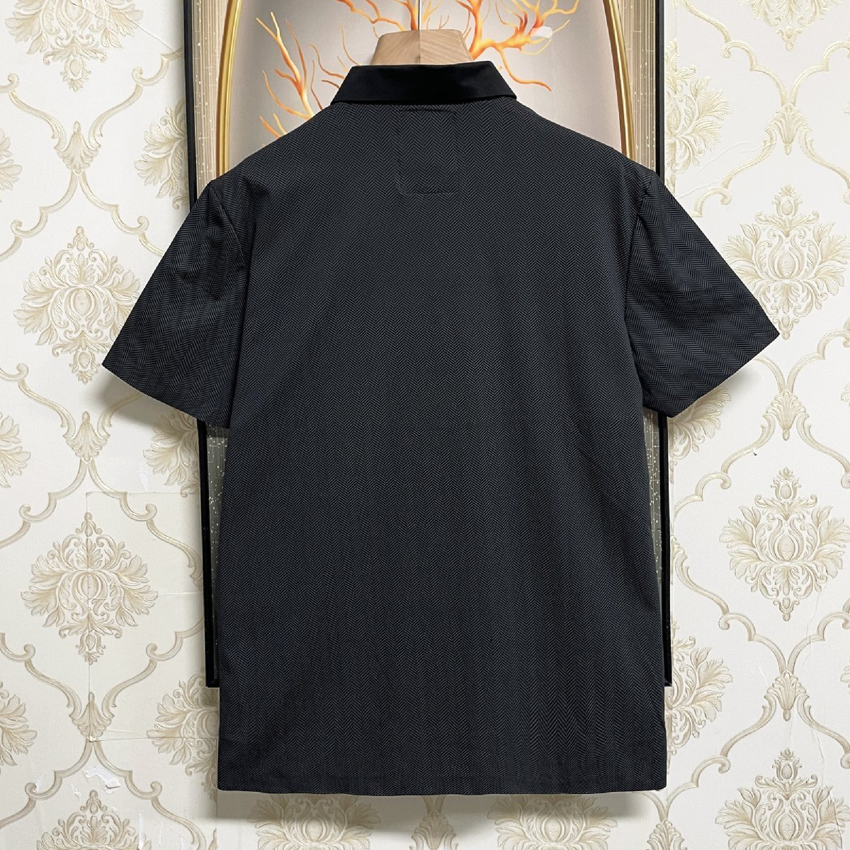 定番EU制＆定価2萬(wàn)◆UABONI*Paris* 半袖 ポロシャツ*ユアボニ*パリ発◆上質(zhì)シルク混 柔らか 薄手 総柄 オシャレ ビジネス ゴルフ L/48