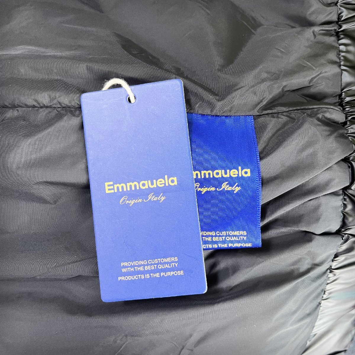 ★★防寒?ダウンジャケット 定価8萬◆Emmauela?イタリア?ミラノ発◆ダックダウン90％ 厚手 防寒 エンボス加工 配色切替 アウター 2XL/52