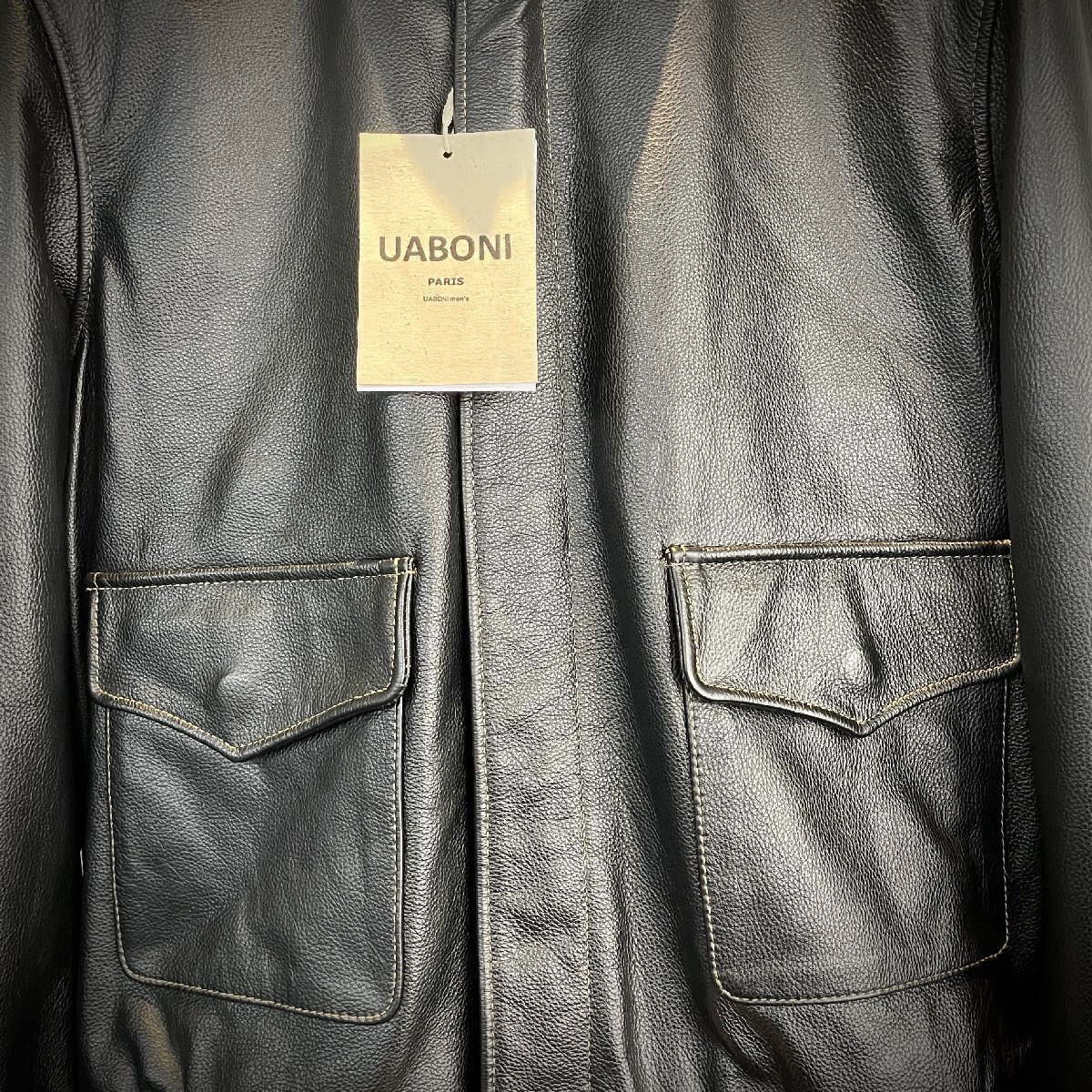 最上級EU制＆定価14萬◆UABONI*ユアボニ*レザージャケット*フランス*パリ発◆高品質牛革 高級刺繍 USA空軍志愿者 ライダース MA-1 L/48