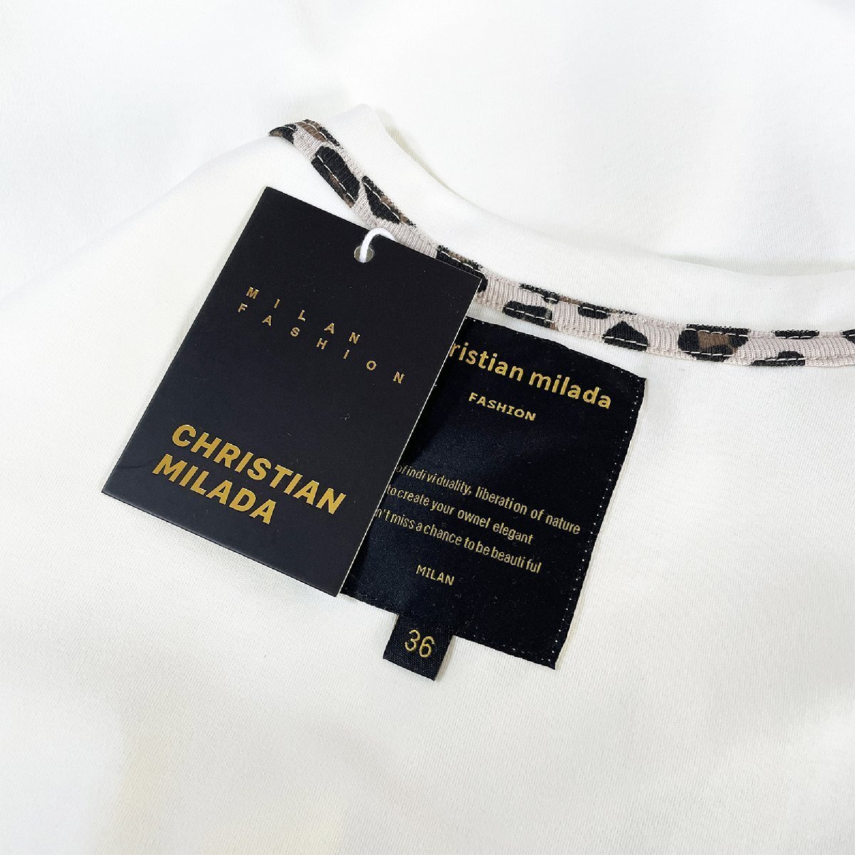 定価2萬★christian milada?ミラノ発?半袖Tシャツ★快適 薄手 滑らか ハート柄 かわいい 丸首 著痩せ トップス 夏 レディース S/34サイズ