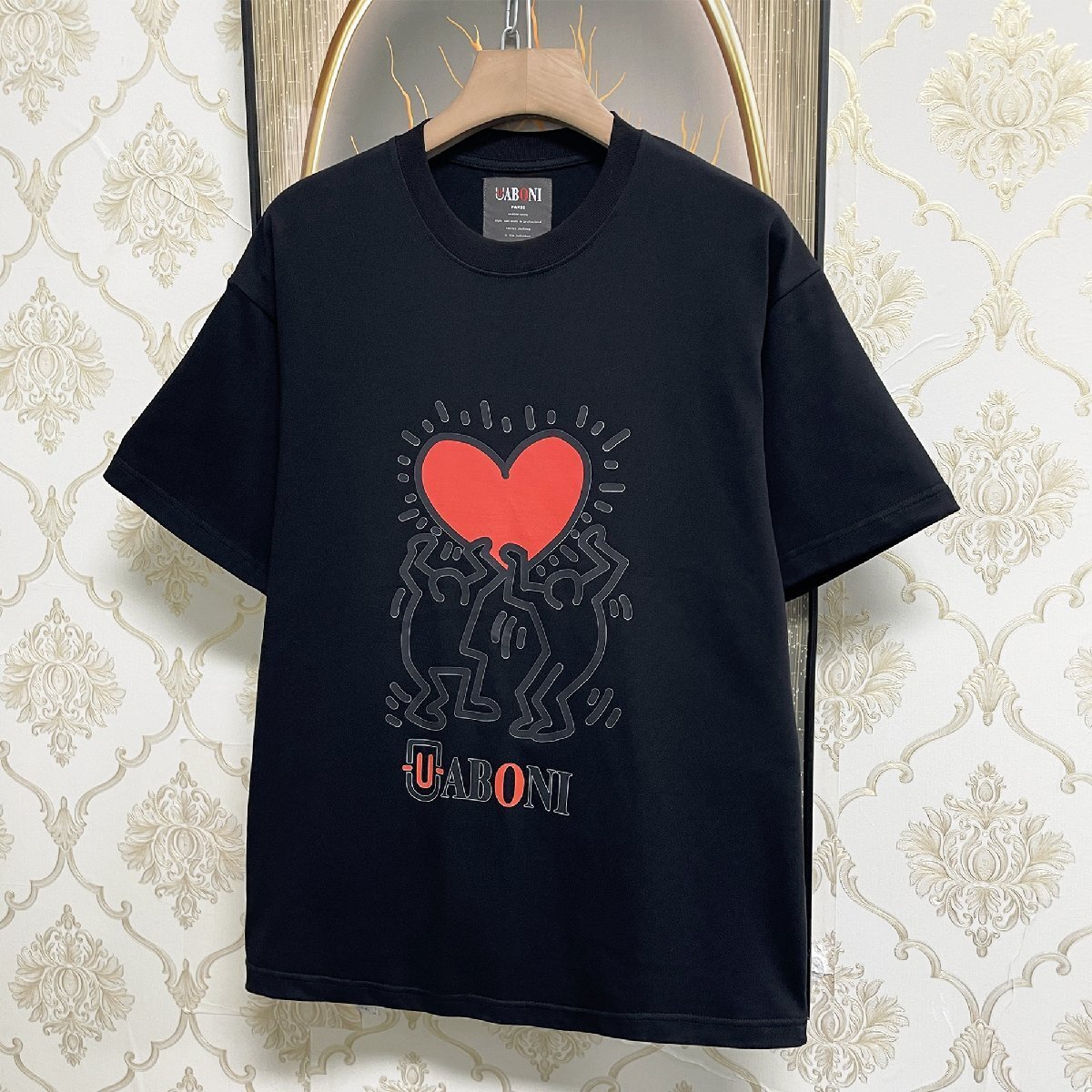 人気EU制＆定価2萬(wàn)◆UABONI*Paris*半袖Tシャツ*ユアボニ*パリ発◆綿100% 快適 吸汗 個(gè)性 カットソー スウェット カップル 男女兼用 2XL