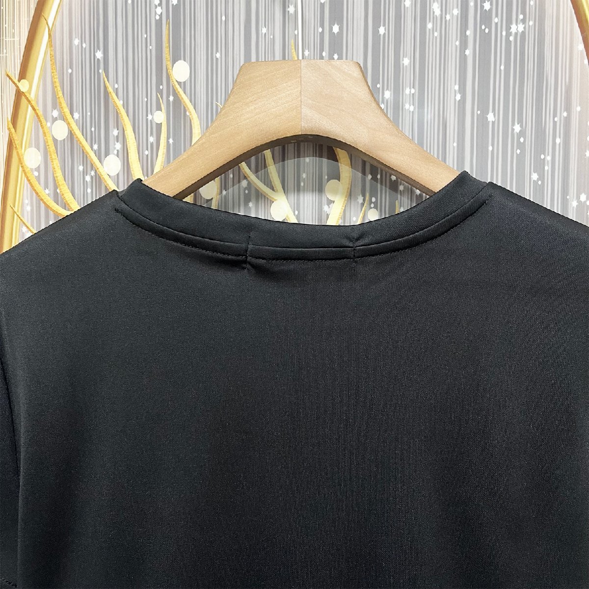 定価2萬★christian milada?ミラノ発?半袖Tシャツ★シルク混 柔らか 薄手 キラキラ ホース柄 ラインストーン 著痩せ レデイーズ M/36