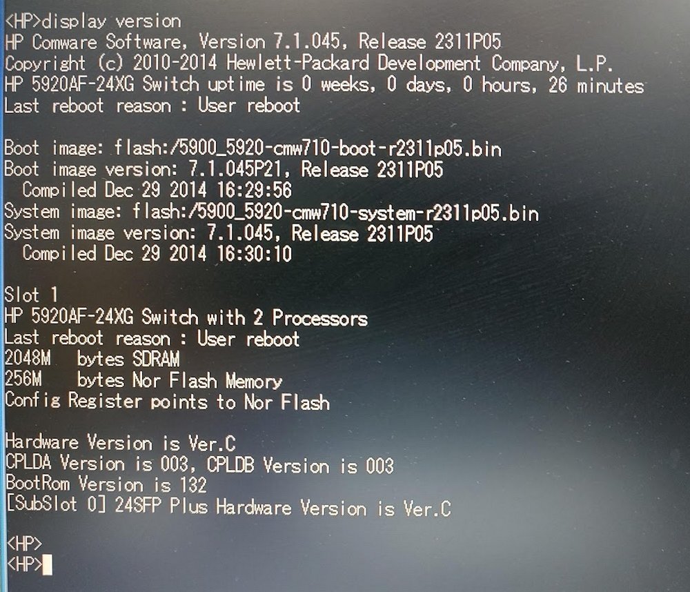 ●hp フル10GbE レイヤ3スイッチ HPE FlexFabric 5920AF-24XG [JG296A] 1Uラックマウント型 [10GbE SFP+ × 24Port] 確認(rèn)済 汎用レール付