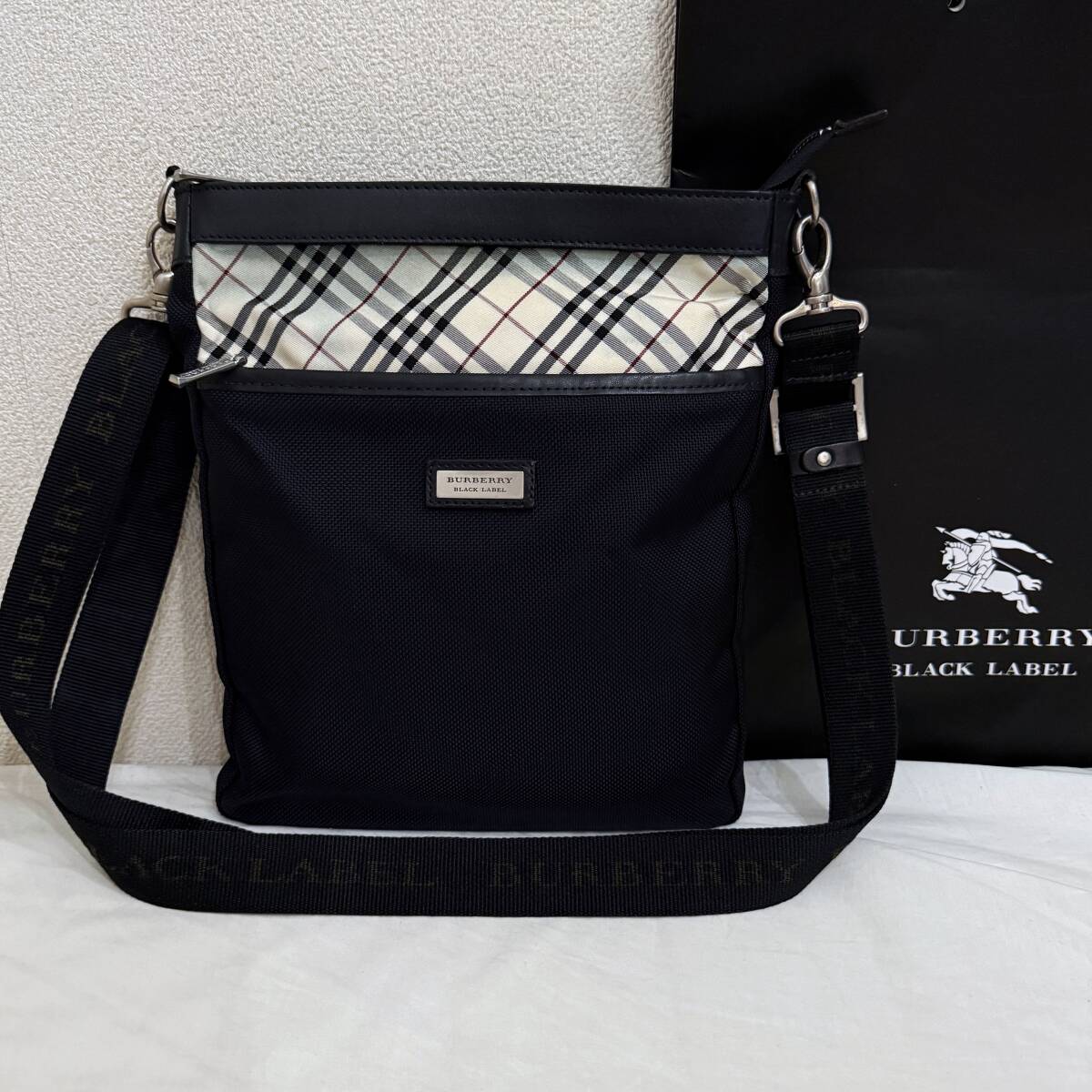  редкость BURBERRY BLACK LABEL тонкий Mini сумка на плечо sakoshu нейлон & натуральная кожа noba проверка темно-синий белый бордо #3111