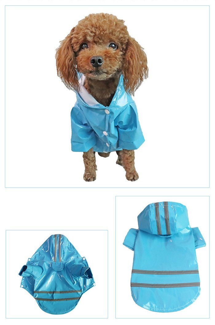 犬用レインコート ドッグウェア 中型犬 雨具 レインウェア 防水 反射テープ付き 袖付き フード付き 雨対策 安全 夜間