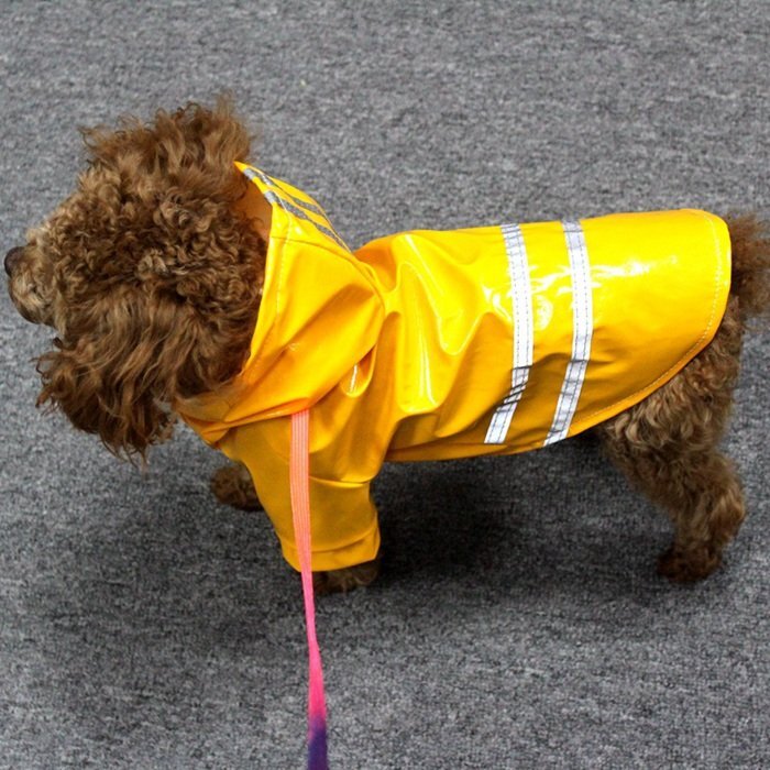 犬用レインコート 中型犬 ドッグウェア 雨具 レインウェア 防水 袖付き フード付き 雨対策 反射テープ付き 安全 夜間