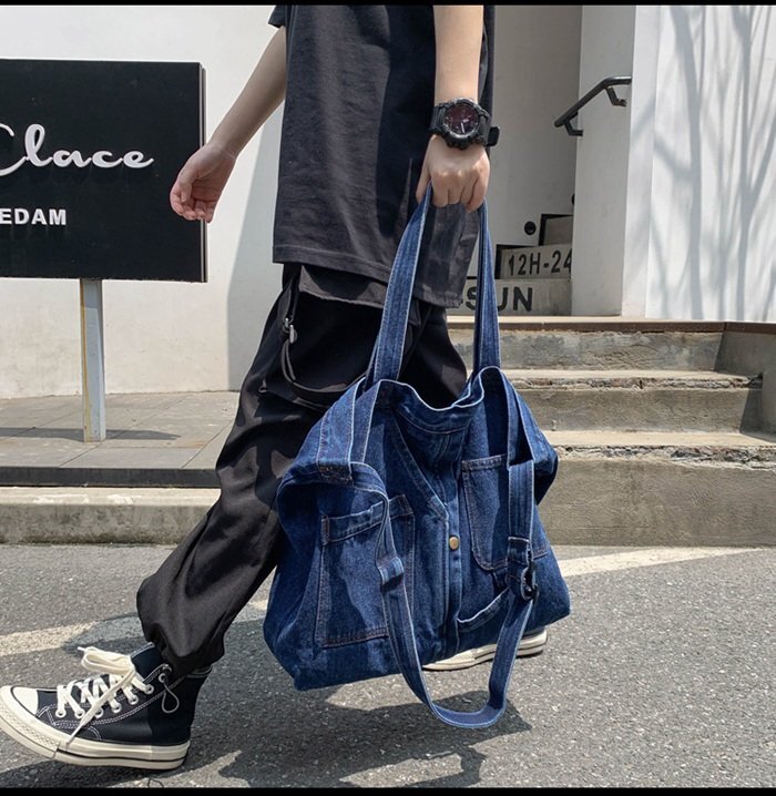 デニムトートバッグ レディースバッグ 2way ショルダーバッグ 通勤 通學(xué) 男女兼用 新生活