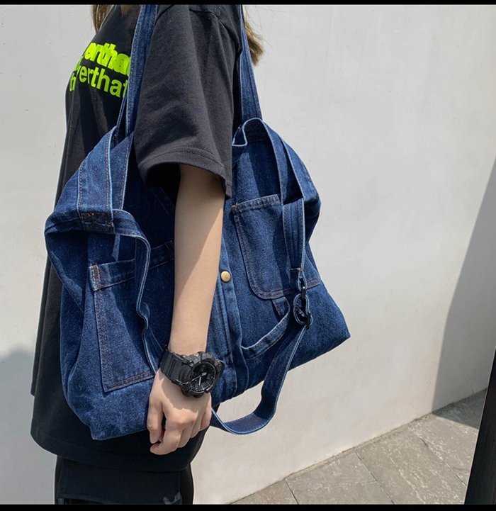 デニムトートバッグ レディースバッグ 2way ショルダーバッグ 通勤 通學(xué) 男女兼用 新生活