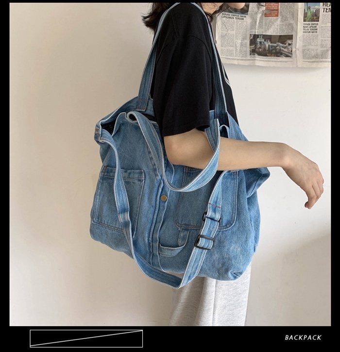 デニムトートバッグ レディースバッグ 2way ショルダーバッグ 通勤 通學(xué) 男女兼用 新生活