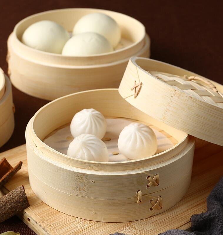 せいろ 蒸し器 中華 天然竹 中華せいろ 蒸篭 蓋 蒸し板付き 受け臺(tái) 2段 フタ 臺(tái)輪 セイロ 直徑21cm