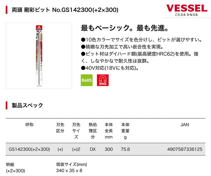 〈ベッセル〉両頭剛彩ビット　GS142300　【オススメ】