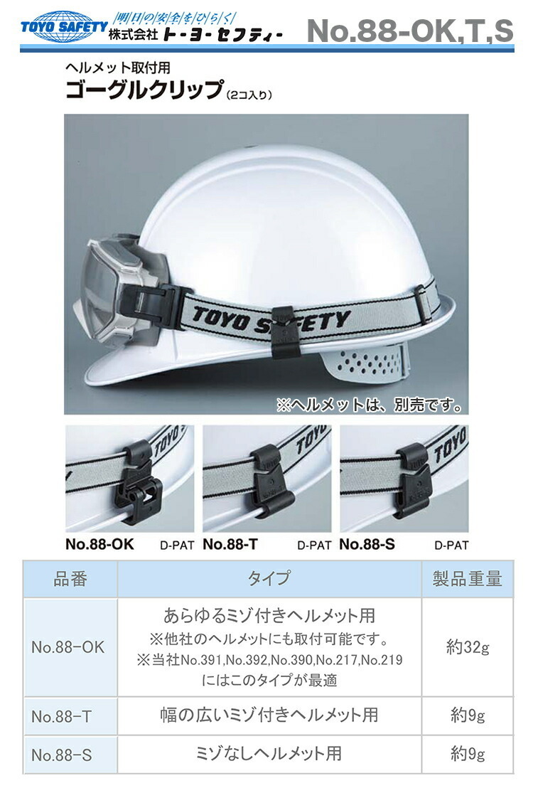 〈トーヨーセフティー〉ゴーグルクリップ　88-OK