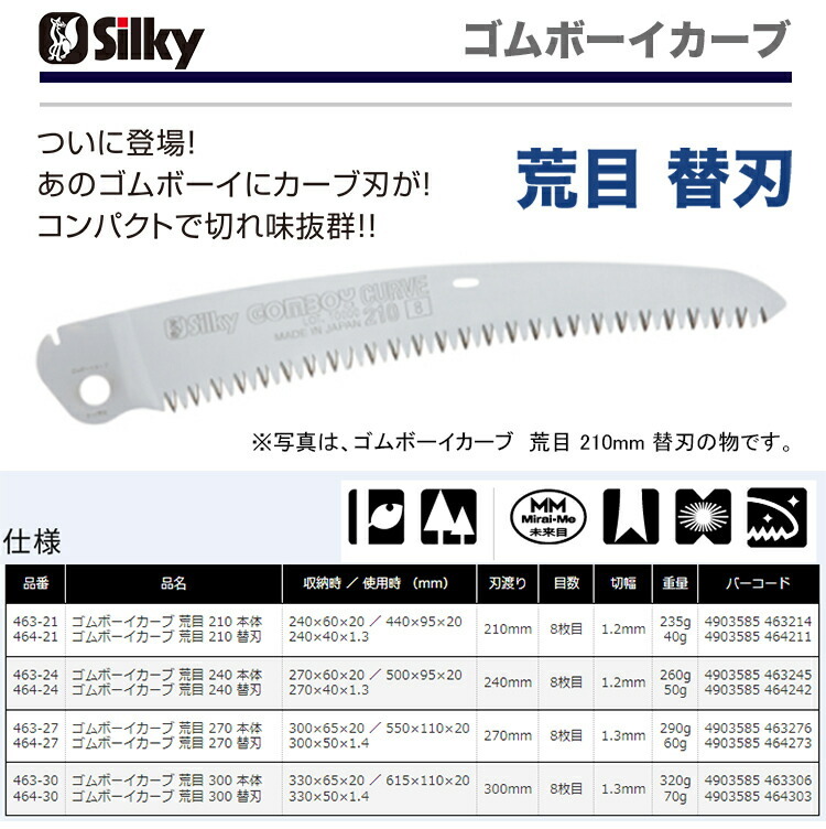 【オススメ】　〈シルキー〉　 シルキー ゴムボーイカーブ　荒目　替刃　300　464-30
