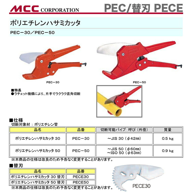 新著商品 〈MCC〉ポリエチレンハサミカッタ 　PEC-50