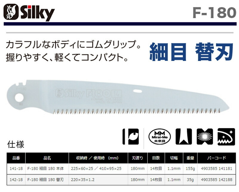 　〈シルキー〉　 Ｆ－１８０　細(xì)目　替刃 180　 142-18