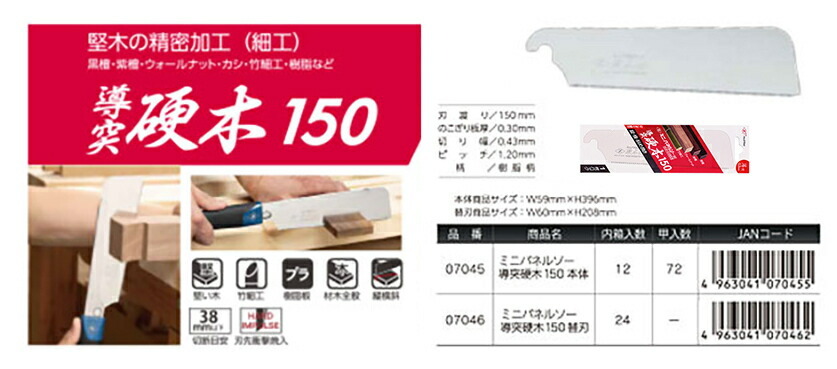 【オススメ】〈ゼット〉　ミニパネルソー導(dǎo)突硬木150　替刃　07046