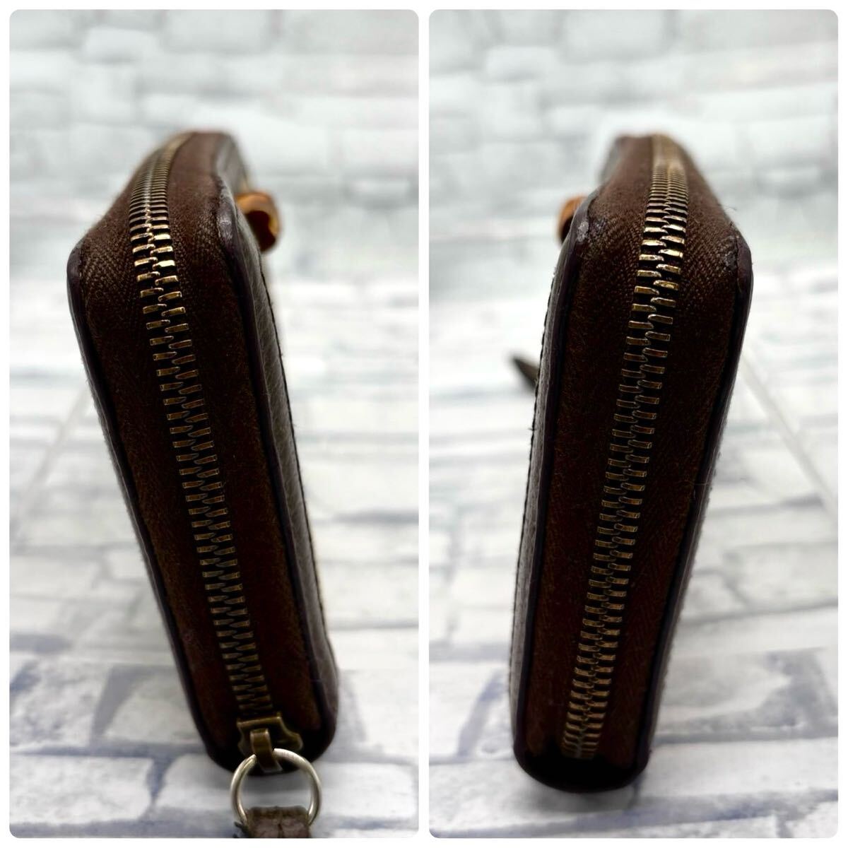 極美品/現(xiàn)行●GUCCI グッチ メンズ ビジネス 長(zhǎng)財(cái)布 ラウンドファスナー ジャンボGG GG柄 バンブー GGキャンバス レザー 本革 大容量