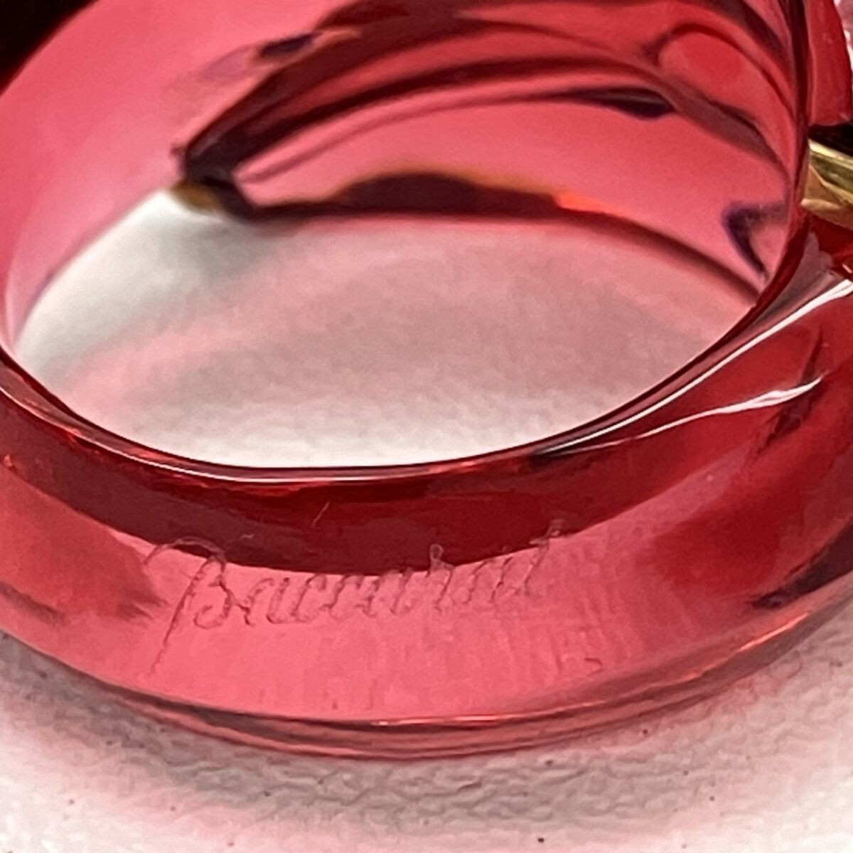 D097-H29-1407★ Baccarat バカラ アクセサリー 2點 セット ネックレス 指輪 レッド クリスタル ハート レディース KA