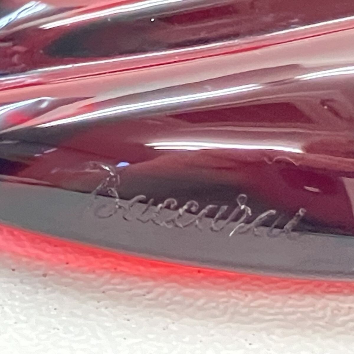 D097-H29-1407★ Baccarat バカラ アクセサリー 2點 セット ネックレス 指輪 レッド クリスタル ハート レディース KA