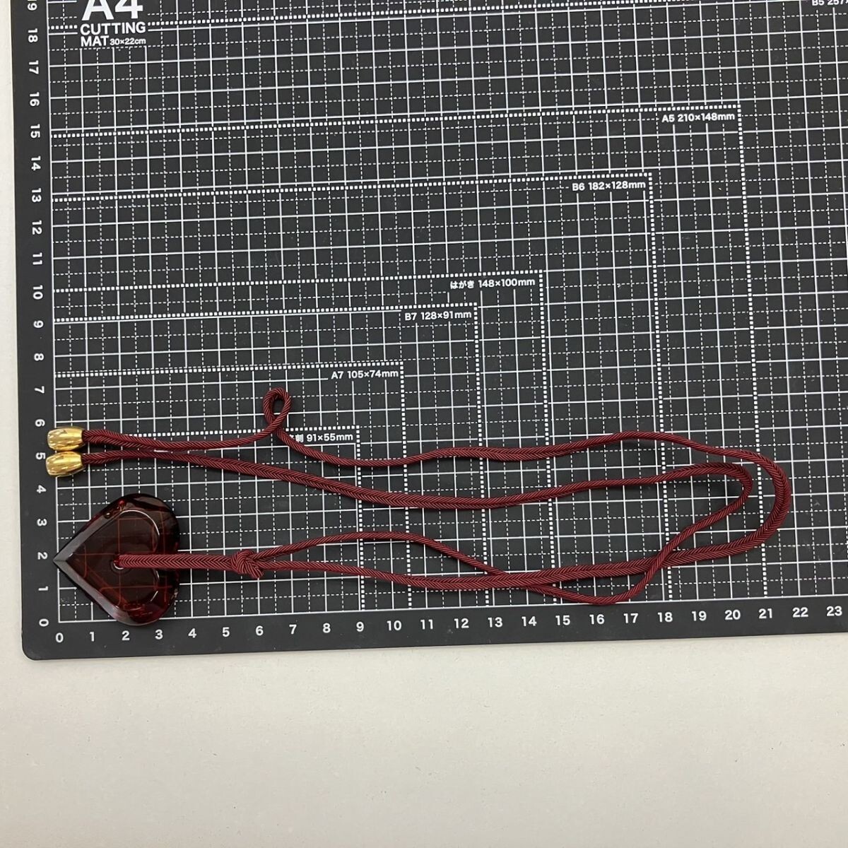 D107-H29-1168◎ Baccarat バカラ アクセサリー ネックレス ペンダント ハート レッド クリスタル レディース 袋付き KA